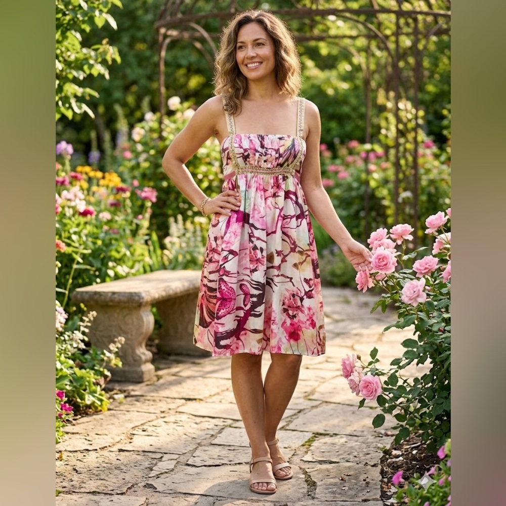 d. Collection 100% Silk Floral Sundress - Size 8